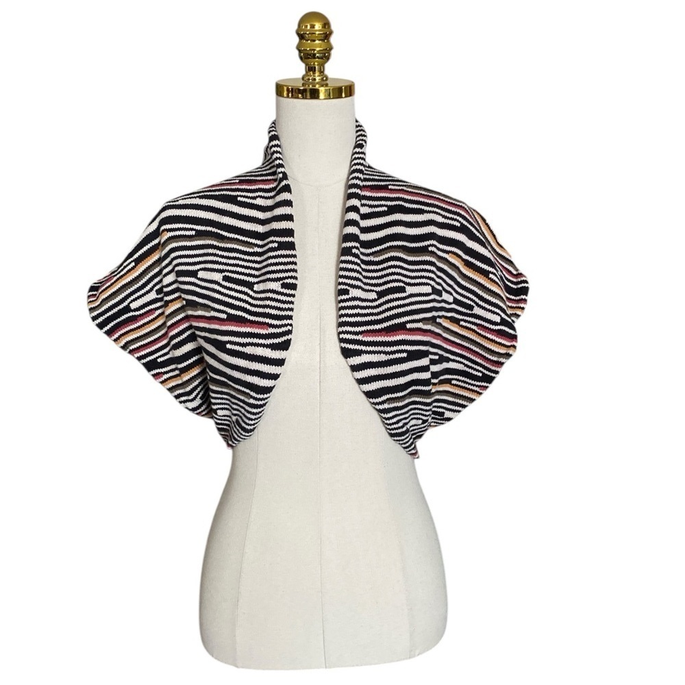 CYNTHIA STEFFE Y2K Aztec Tribal Striped Knit Bolero Boho Shrug Size XS